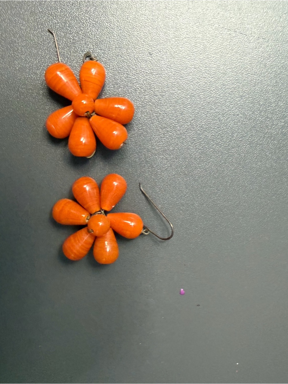 Handmade Orange Flower Drop Earrings - Women Jewelry